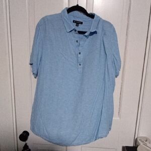 INC International Concepts Light Blue Short Sleeve Dress Shirt
